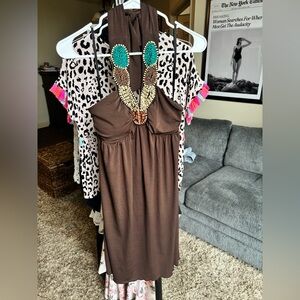 Beaded Vintage Halter Vacation Dress